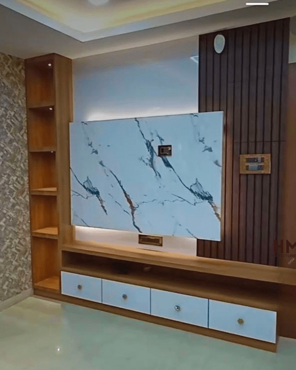 Modern Elegance TV Cabinet - Marble & Wood Design