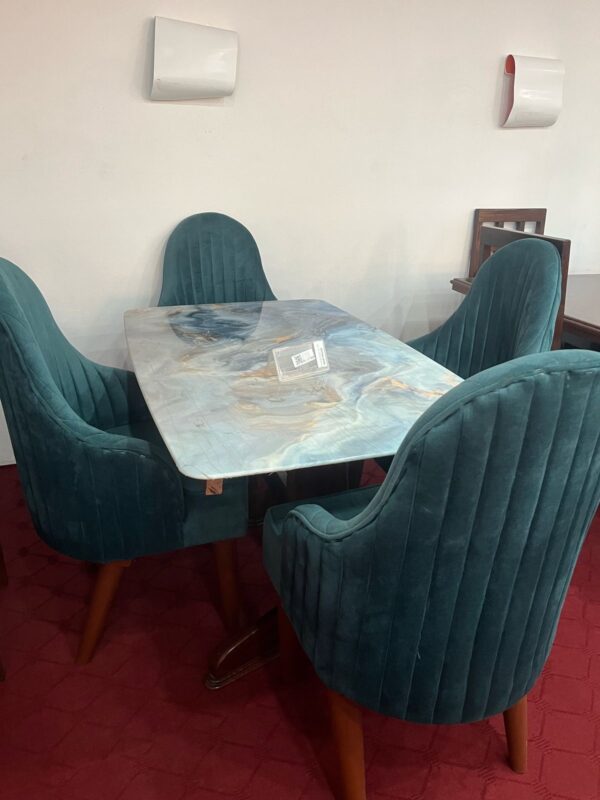 Modern Dining Set 4 Seater With Marble Top - Image 2
