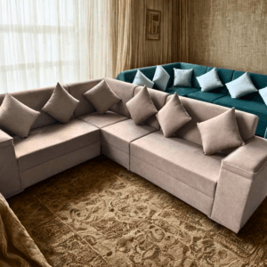 L shaped classic sofa with extra comfortable hands